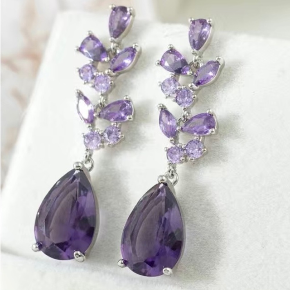 Amethyst Zircon long Sexy earrings